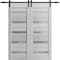 Sartodoors Sliding Closet Barn Bypass Doors 36 x 80in, Quadro 4111 Matte Black, Sturdy 6.6ft Rails QUADRO4111BBB-BLK-36 - alternate 1